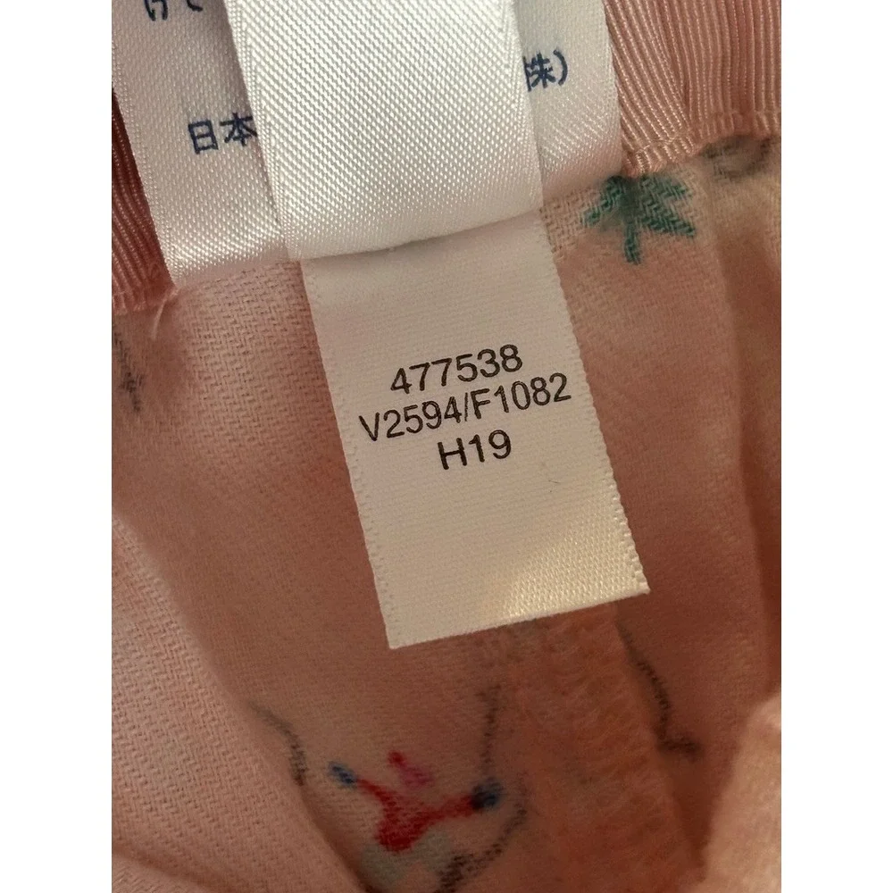 Lands End Womens L 14-16 Pajama Set Pink Ski Print Cotton Apres Ski Cozy Cabin